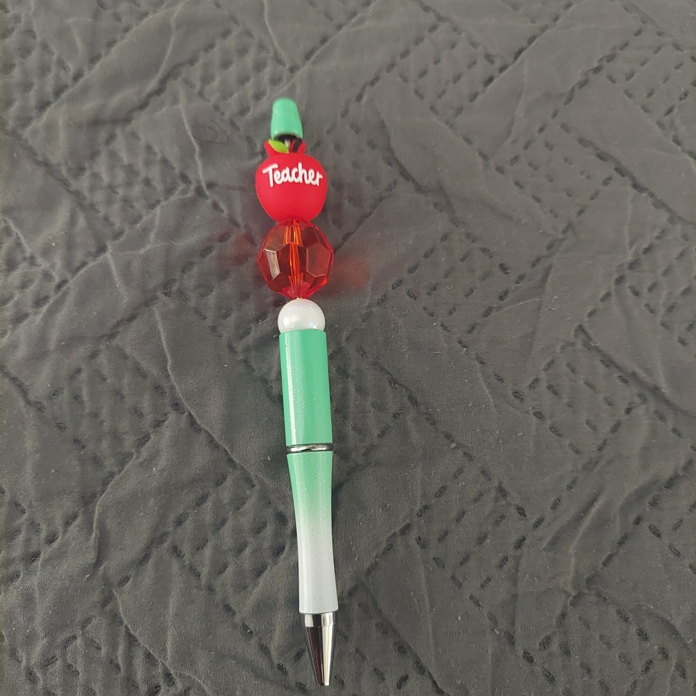 Green and Red Beaded Teacher Pen